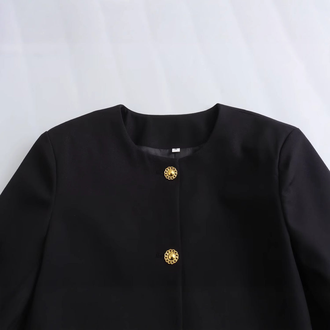 Damen Kurzblazer im Boxy‑Cut mit dekorativen Zierknöpfen und aufgesetzten Taschen Drune