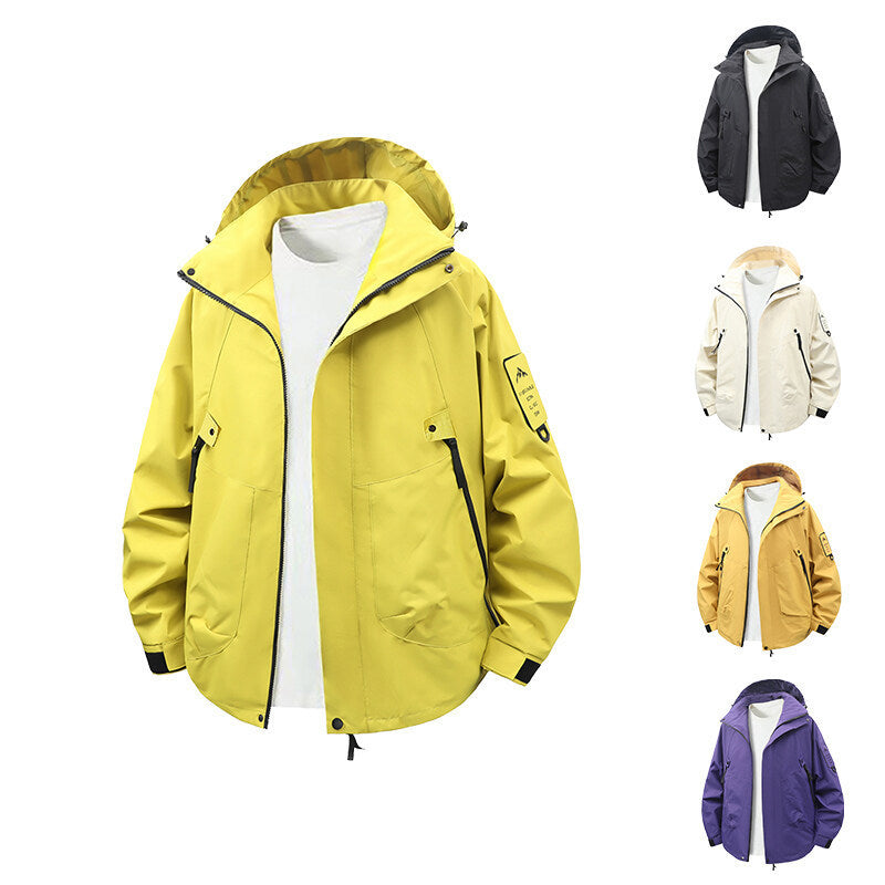 Herren funktionale und wasserabweisende Outdoor-Jacke mit verstellbarem Kapuzenkragen Drune