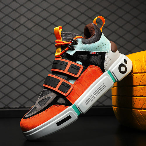 Herren High-Top Chunky-Sneaker mit Doppel-Klettverschluss, gepolstertem Knöchelkragen und markanter Blocksohle Drune