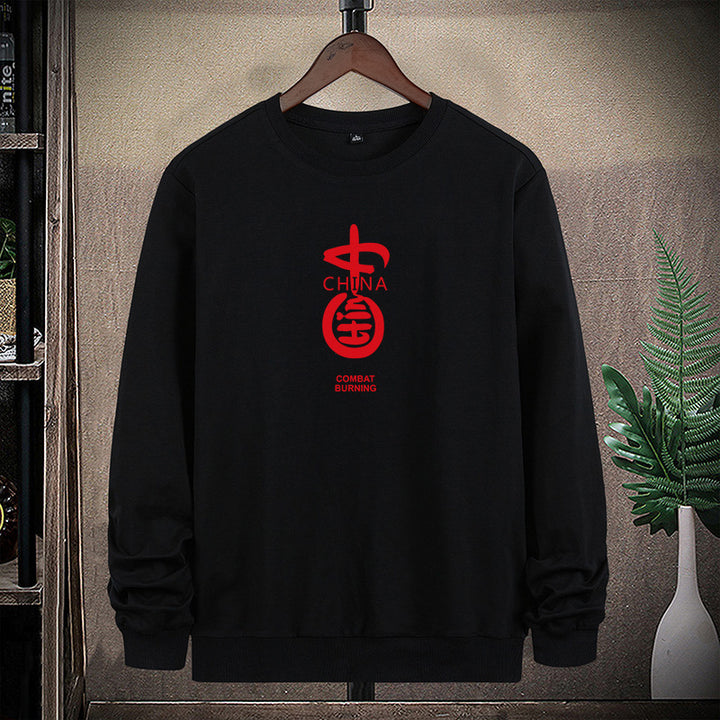 Herren Sweatshirt mit Rundhalsausschnitt, Baumwollmix und markantem Frontprint Drune