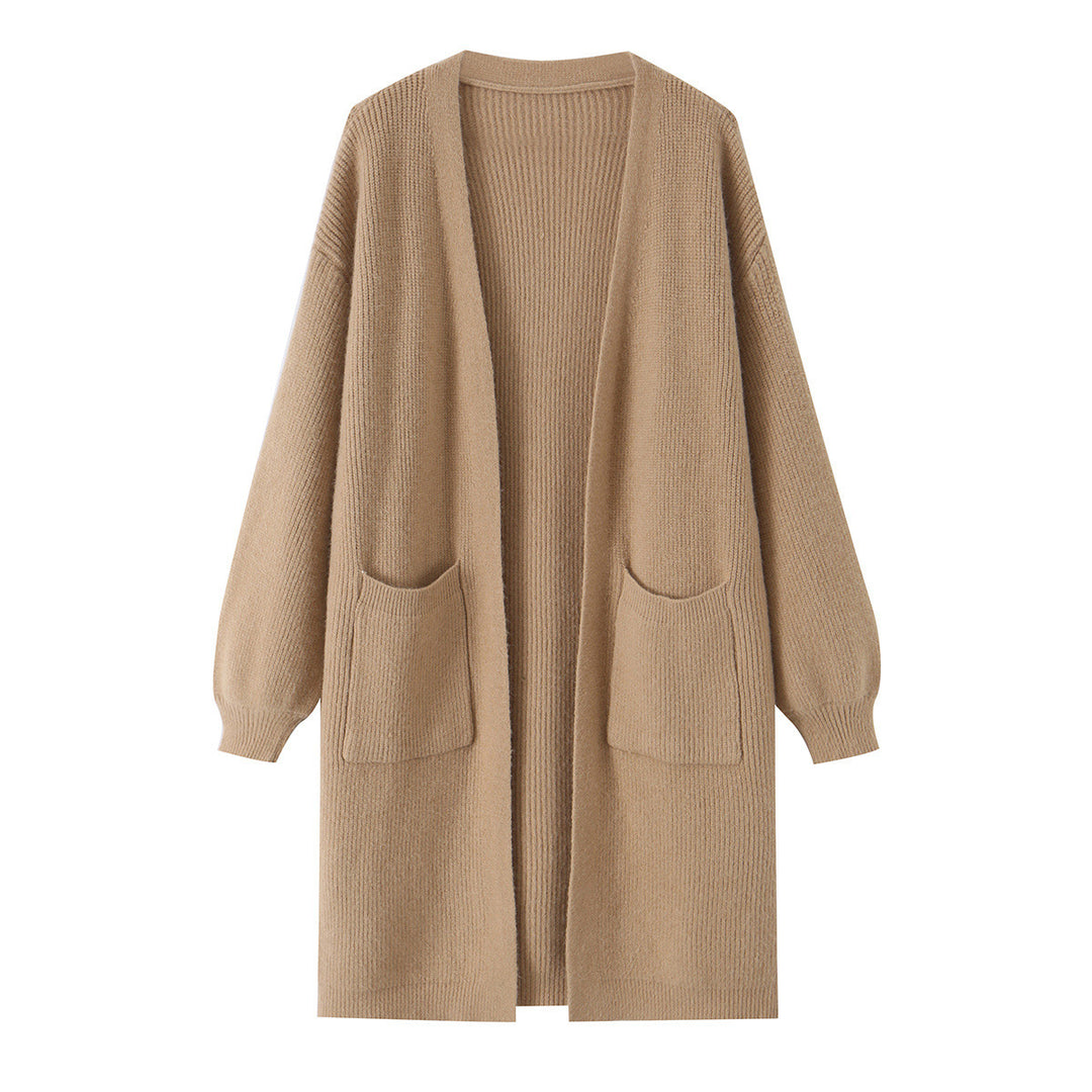 Damen Longline Strickcardigan mit aufgesetzten Taschen Drune
