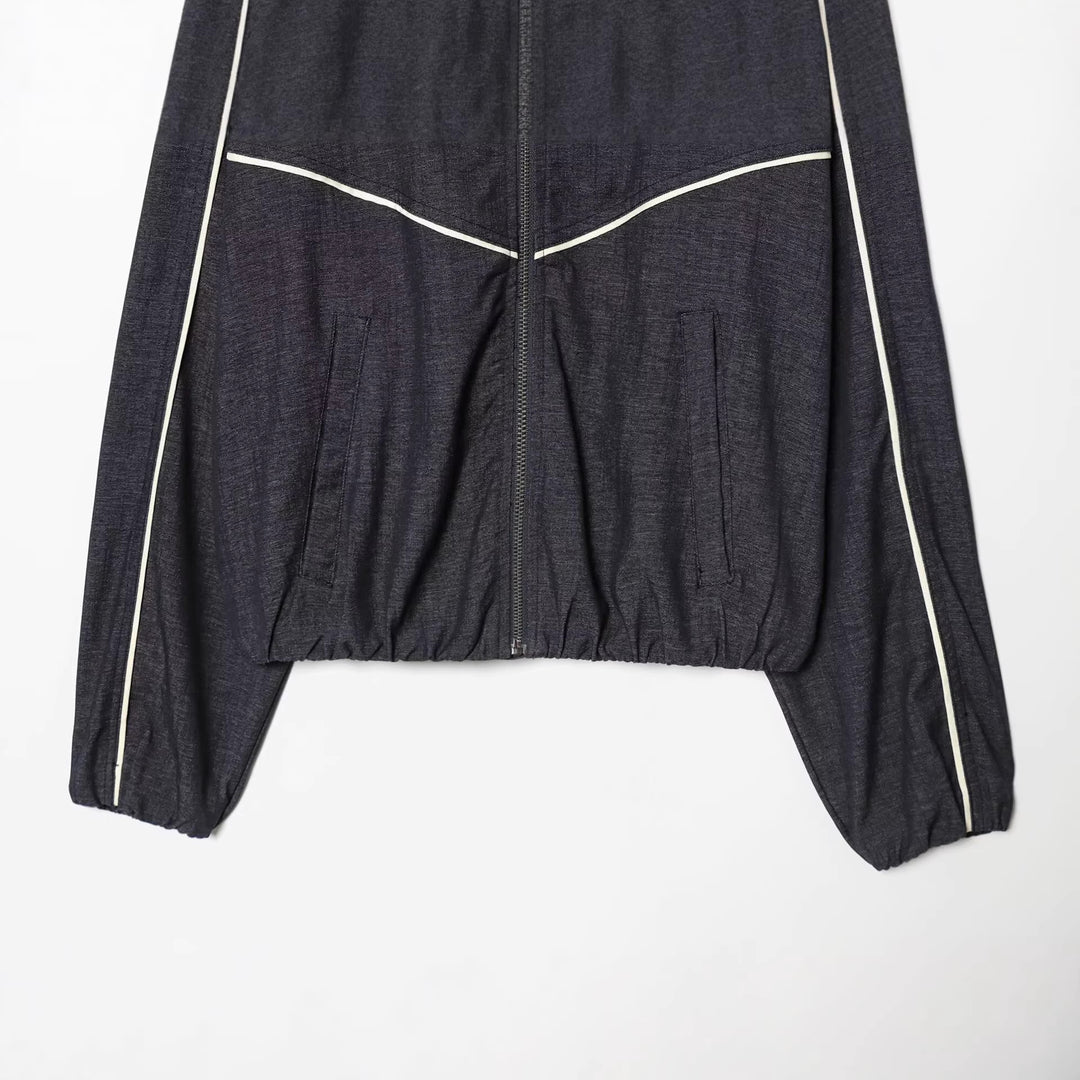 Damen Cropped Trackjacke mit Stehkragen und Kontrastpaspel Drune