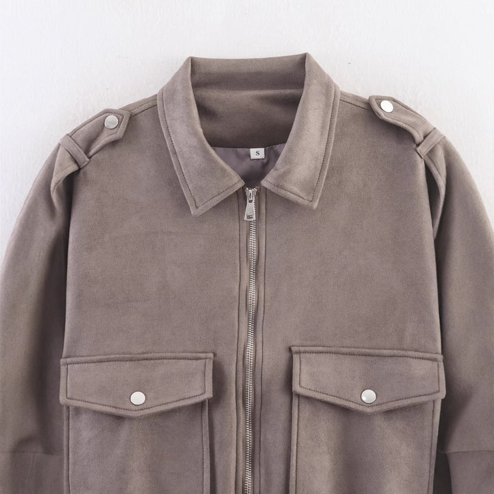 Damen trendige Oversized-Cordjacke mit praktischen Taschen und modischen Schulterdetails Drune