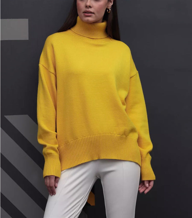 Damen Boxy-Rollkragenpullover aus feinem Feinstrick mit überschnittener Schulter Drune