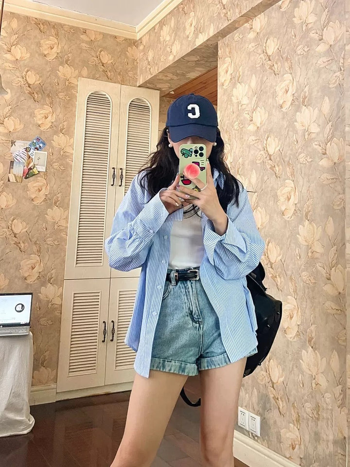 Damen Oversized Hemdbluse Drune
