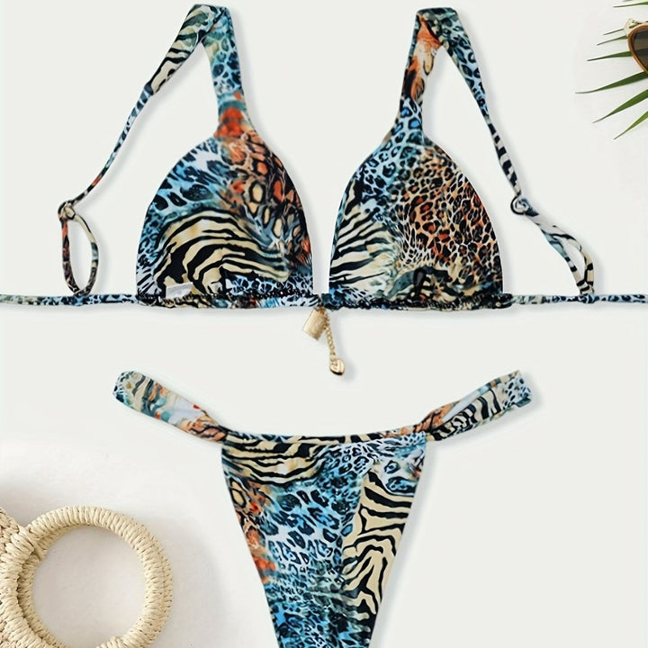Damen Halter-Bikini mit Animal-Print Drune