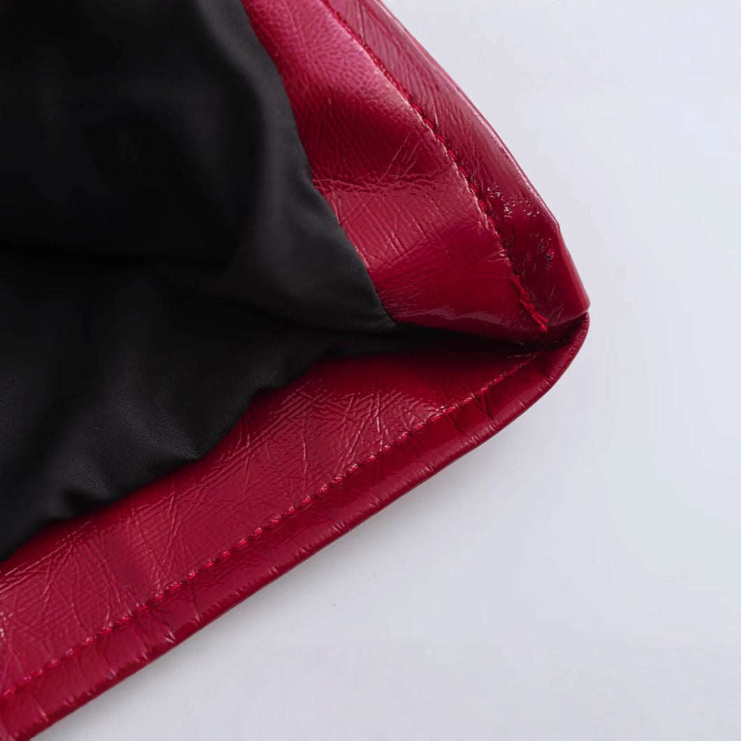 Damen Kunstlederjacke mit glänzendem Finish und praktischen Taschen Drune