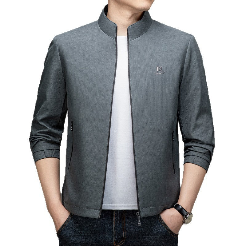Herren Leichte Utility-Jacke mit hohem Kragen Drune