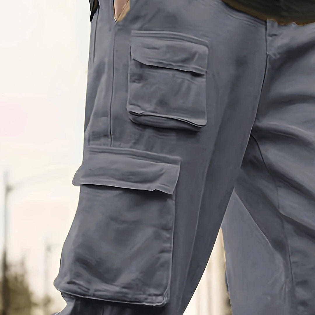 Herren Relaxed-Fit Utility-Cargohose mit großen Klappfächern und elastischem Beinabschluss Drune