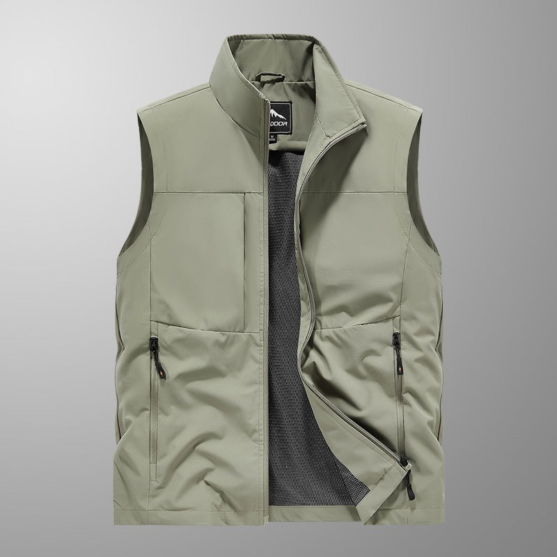 Herren Utility‑Weste mit Multi‑Taschen, Stehkragen & atmungsaktivem Mesh‑Futter Drune