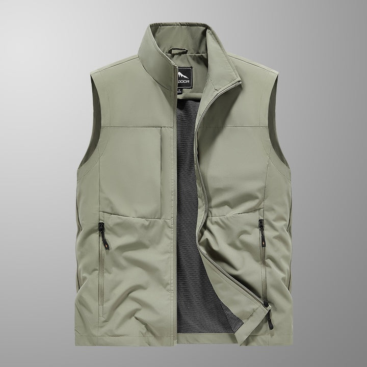 Herren Utility‑Weste mit Multi‑Taschen, Stehkragen & atmungsaktivem Mesh‑Futter Drune