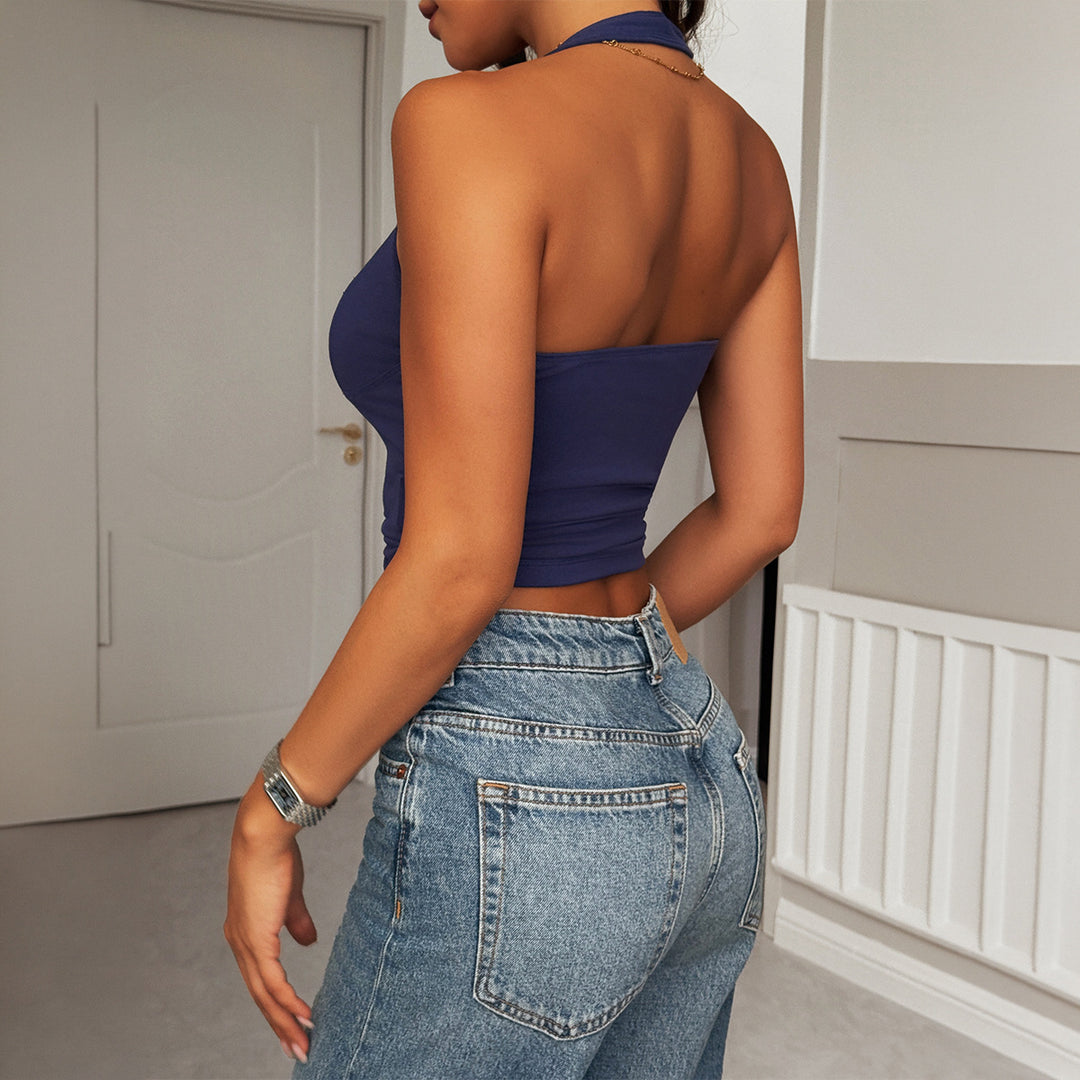 Damen modernes Trägertop mit Neckholder-Design und figurfreundlichem Schnitt Drune