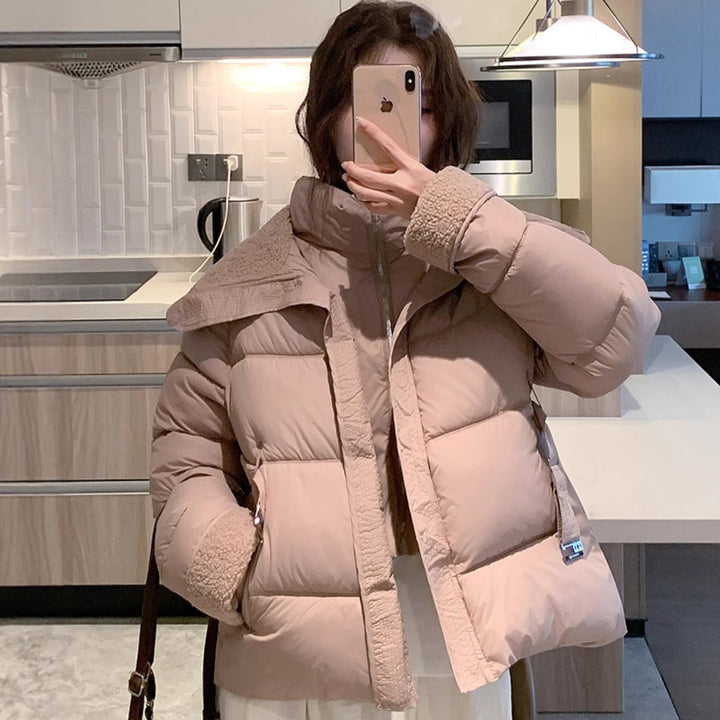 Damen Stylische und warme Pufferjacke mit hohem Kragen und praktischen Taschen Drune