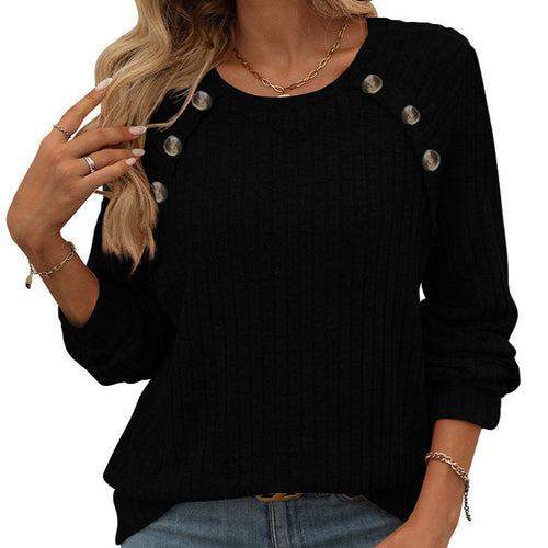 Damen Pullover mit dekorativen Knöpfen und strukturiertem Design Drune
