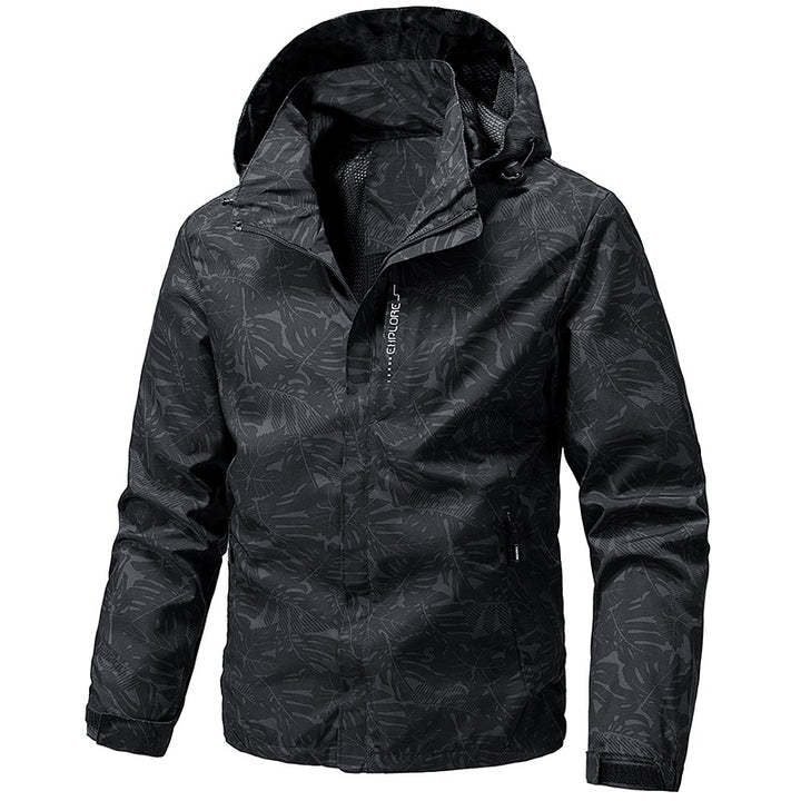 Herren Leichte Outdoor-Jacke mit Kapuze und Print Drune