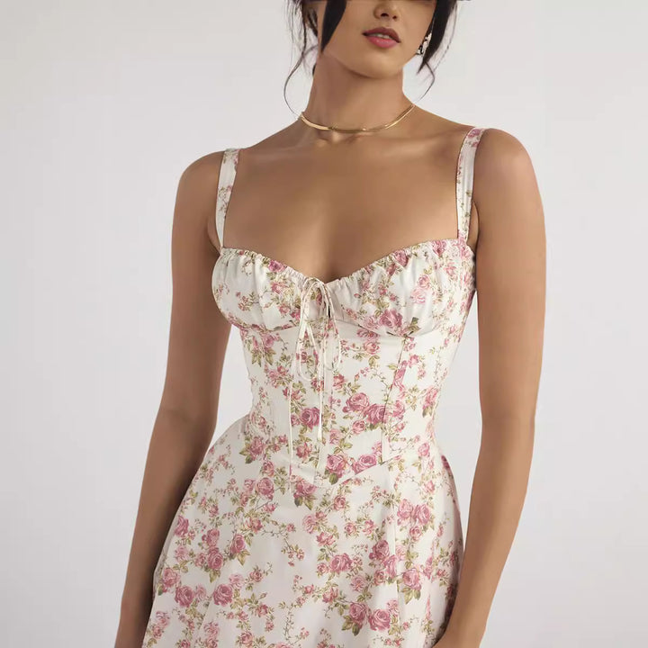 Damen Midikleid aus feinem Baumwollstoff mit romantischem Blumenmuster Drune