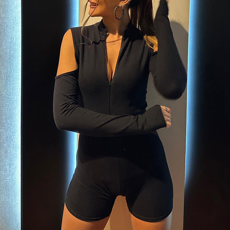 Damen Einteiler mit langem Arm und modischen Cut-Out-Details Drune
