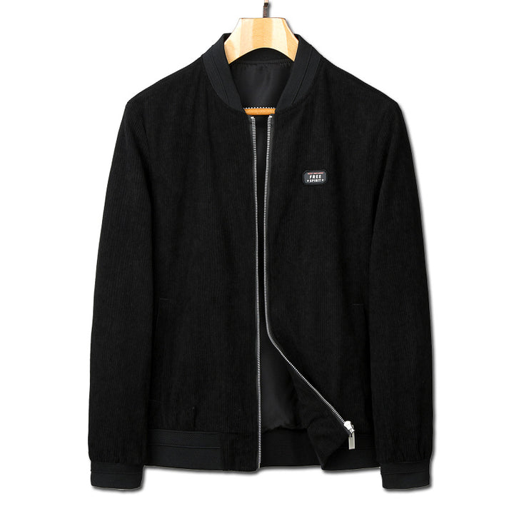 Herren Kordvelours Bomberjacke mit feiner Breitcord-Struktur, Stehkragen und innenliegendem Futter Drune