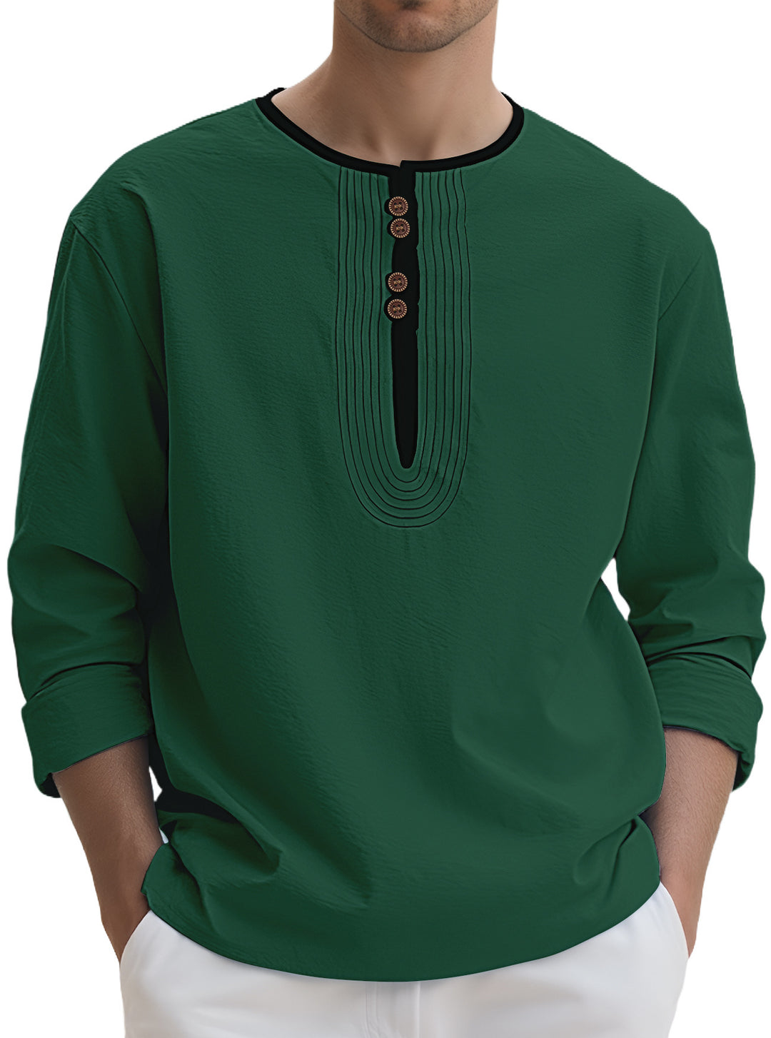 Herren Langarmshirt mit stylischem Knopfdesign Drune