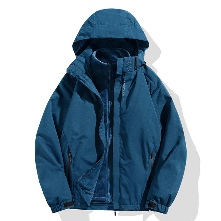 Herren zweiteilige Winterjacke mit abnehmbarer Fleece-Innenjacke wasserdicht winddicht Drune