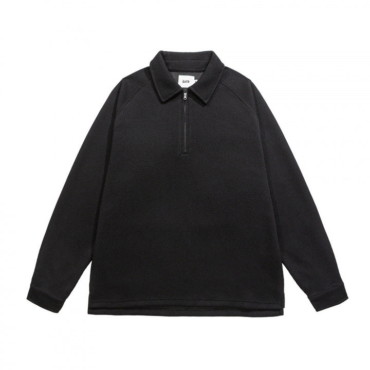 Herren Waffelstrick-Halbzip-Pullover mit Polokragen Drune