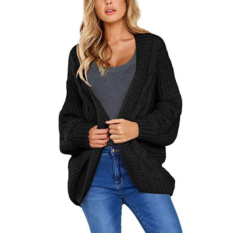 Damen Grobstrick Cardigan mit lässiger Silhouette und Knotendetails Drune