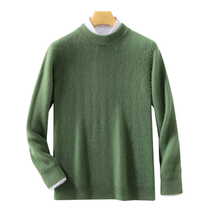 Herren Feinstrickpullover mit kurzem Stehkragen, strukturierter Längsrippe und schlanker Passform Drune