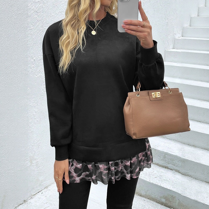 Damen Lässiger Sweatshirt mit Rüschenansatz Drune