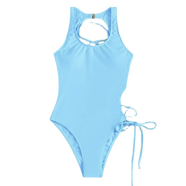Damen Einteiler Badeanzug mit raffiniertem Schnitt und Schnürdetails Drune