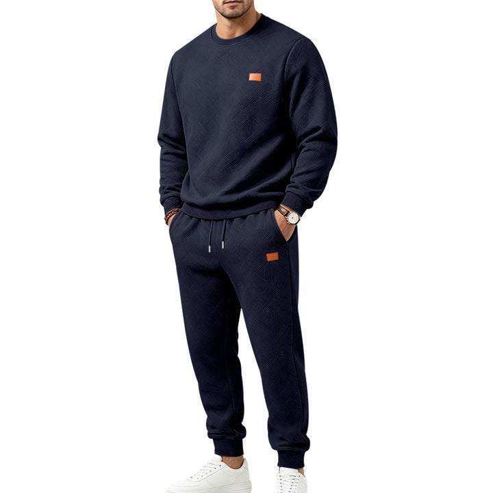 Herren Gemustertes Komfort-Sweatset mit Rundhals-Sweatshirt und Kordel-Jogginghose Drune