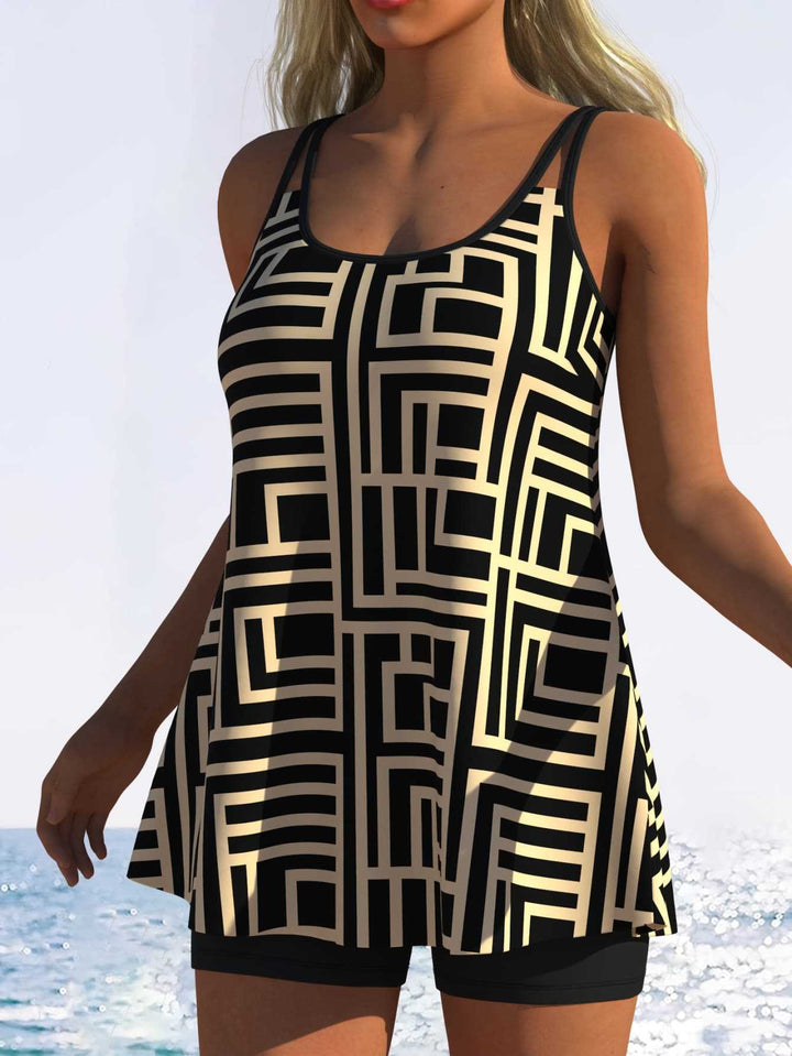 Damen Tankini mit verspieltem Streifenmuster und originellem Schnitt Drune