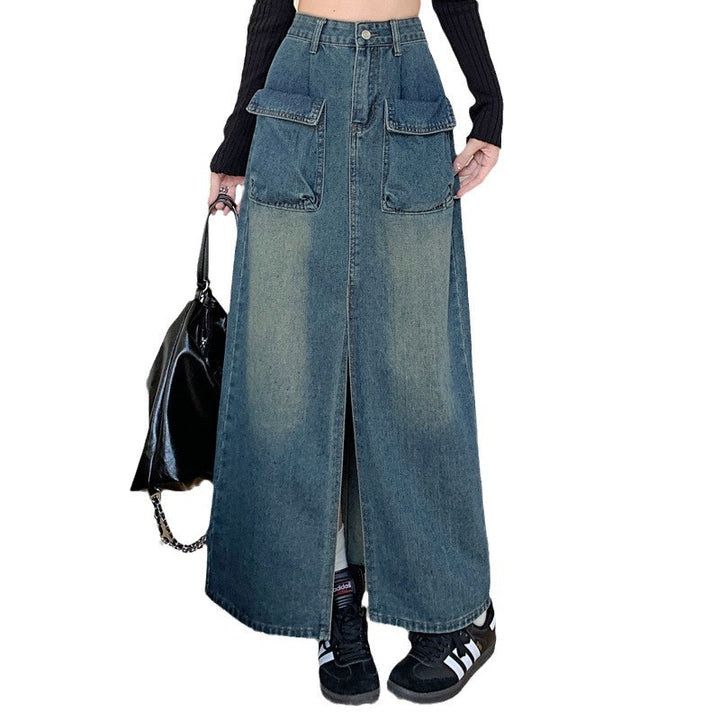 Damen Langer Jeansrock mit großzügigen Taschen Drune