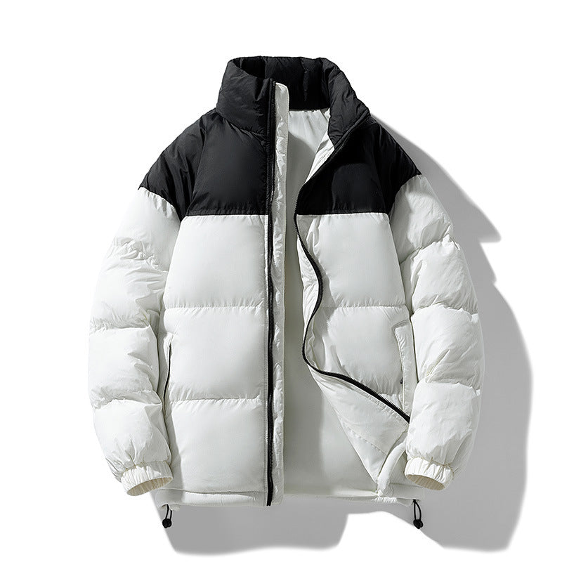 Herren gesteppte Thermo-Daunenimitat-Jacke mit hohem Stehkragen und Kordelzug Drune