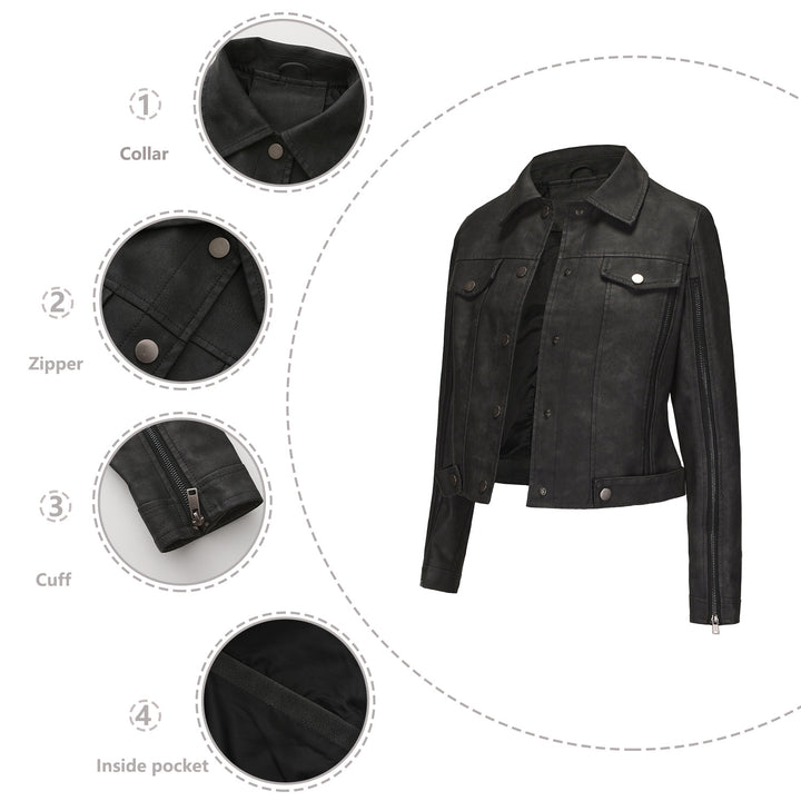 Damen nan kurze Cropped-Truckerjacke aus Wildlederoptik mit seitlichen Reißverschlüssen und aufgesetzten Brusttaschen Drune