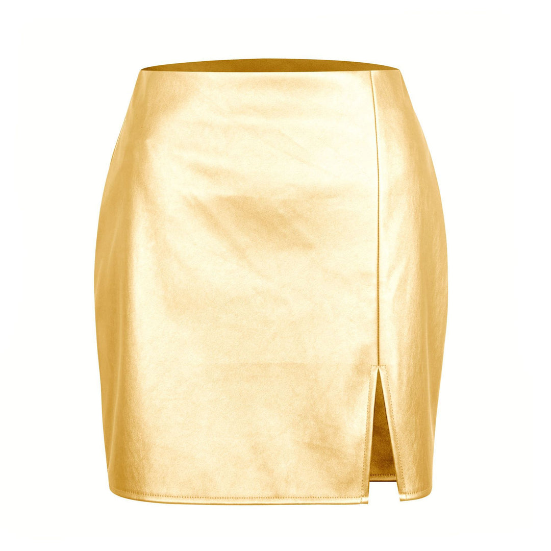 Drune | Rosiedress Metallic Kunstleder Minirock