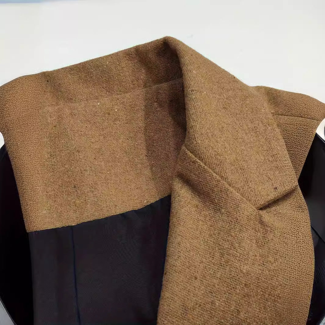 Herren Vintage-inspirierte Tweed-Weste mit Reverskragen, Paspeltaschen und Slim-Fit Drune