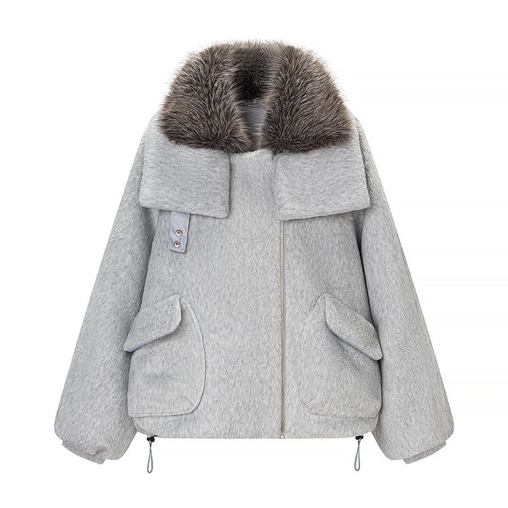 Damen Kurzjacke aus Kunstfell im Oversize‑Cut mit voluminösem Webpelzkragen Drune
