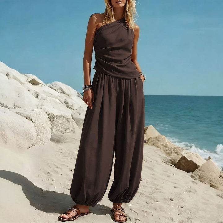 Damen Elegantes Einteiler-Outfit mit Fließendem Schnitt und One-Shoulder-Design Drune