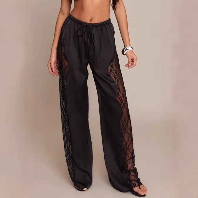 Damen Elegante und fließende Satin-Hosen Drune