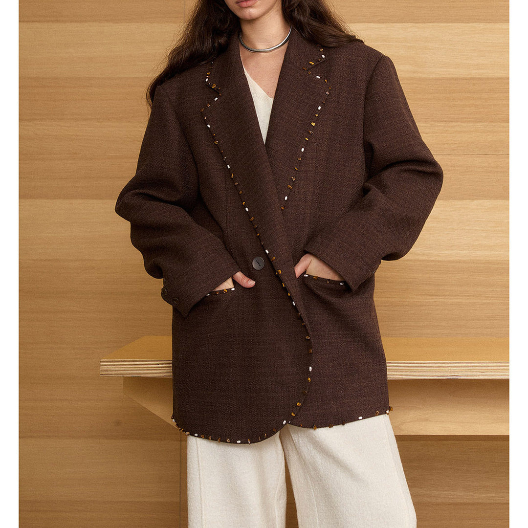 Damen Oversized Blazer mit Dekorstich Drune