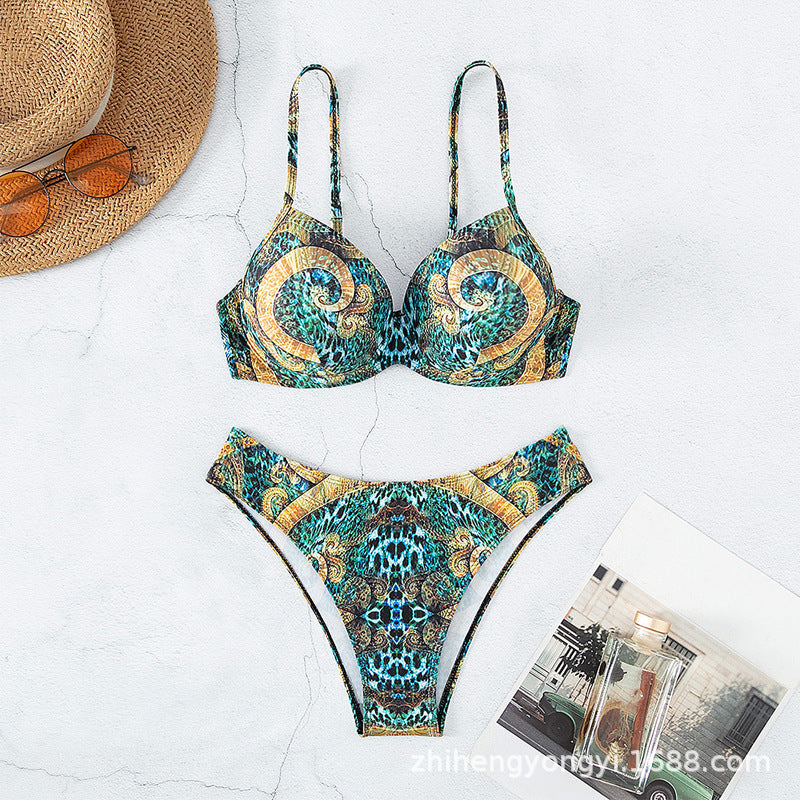 Damen Designer-Bikini mit elegantem Tiermuster Drune