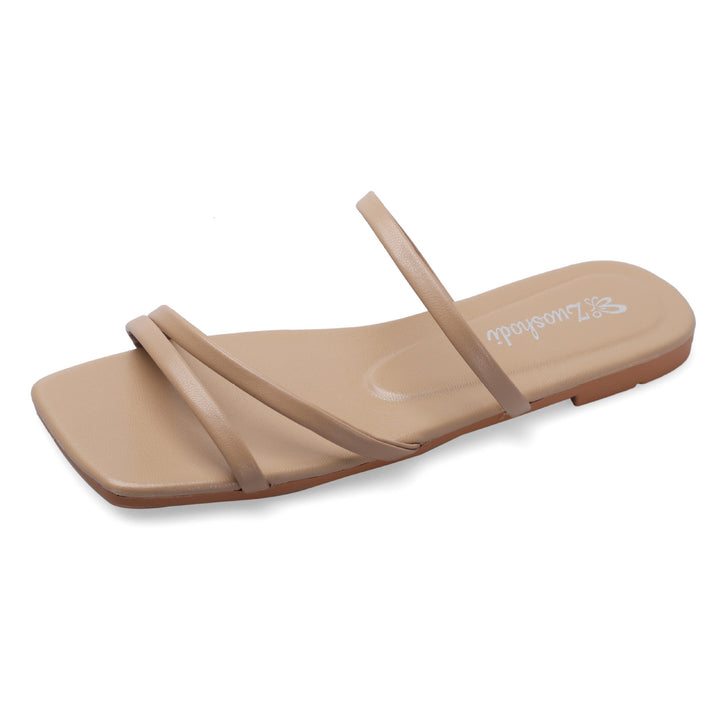 Damen Minimalistische Riemchensandalen mit breiten Zierbändern Drune