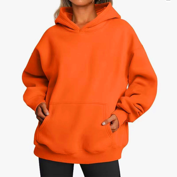 Damen nan extralanger Oversize-Kapuzenpullover im Boxy-Schnitt mit Kängurutasche und geripptem Abschluss Drune