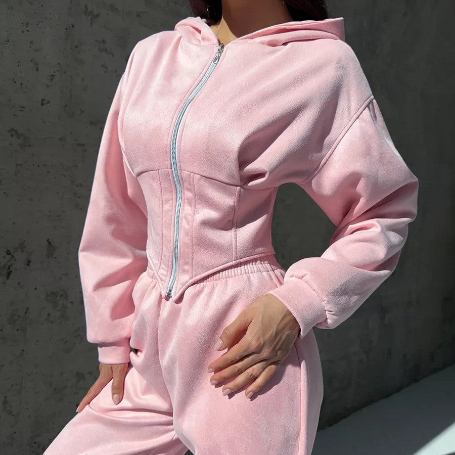 Damen Figurschmeichelnder Jumpsuit mit tailliertem Design und sportlicher Kapuze Drune