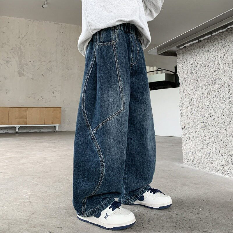 Damen Weit geschnittene Jeans mit elastischem Bund Drune