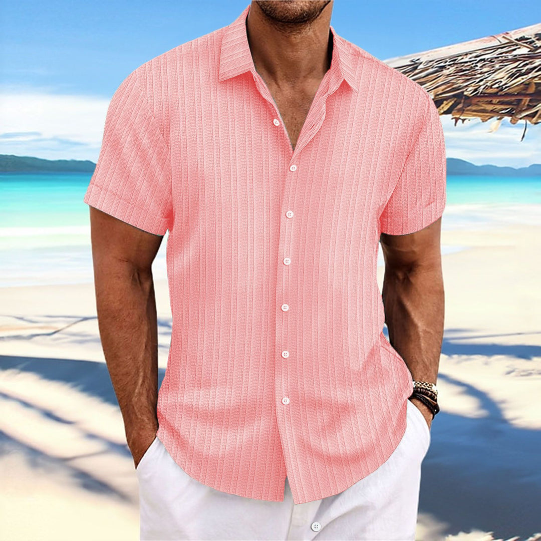 Herren Kurzarm gestreiftes lässiges Button-Up Hemd Drune