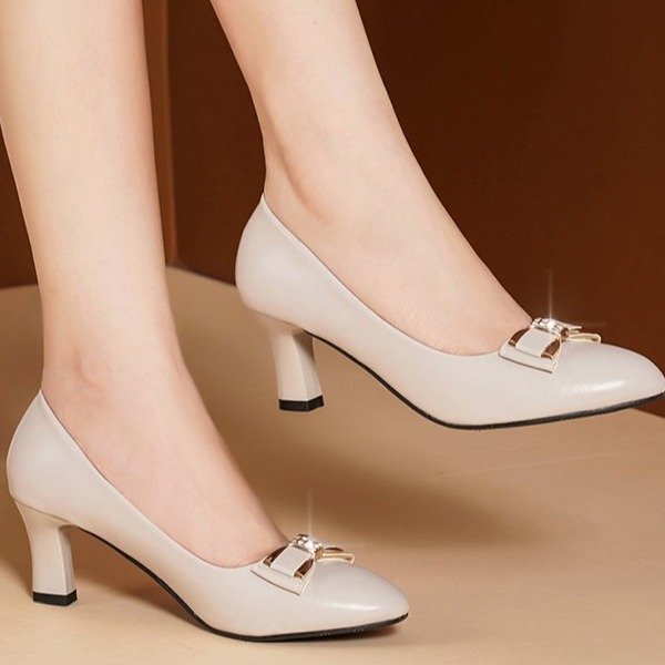 Damen Elegante Pumps mit modischer Schleifenverzierung und hochwertiger Absatz Drune