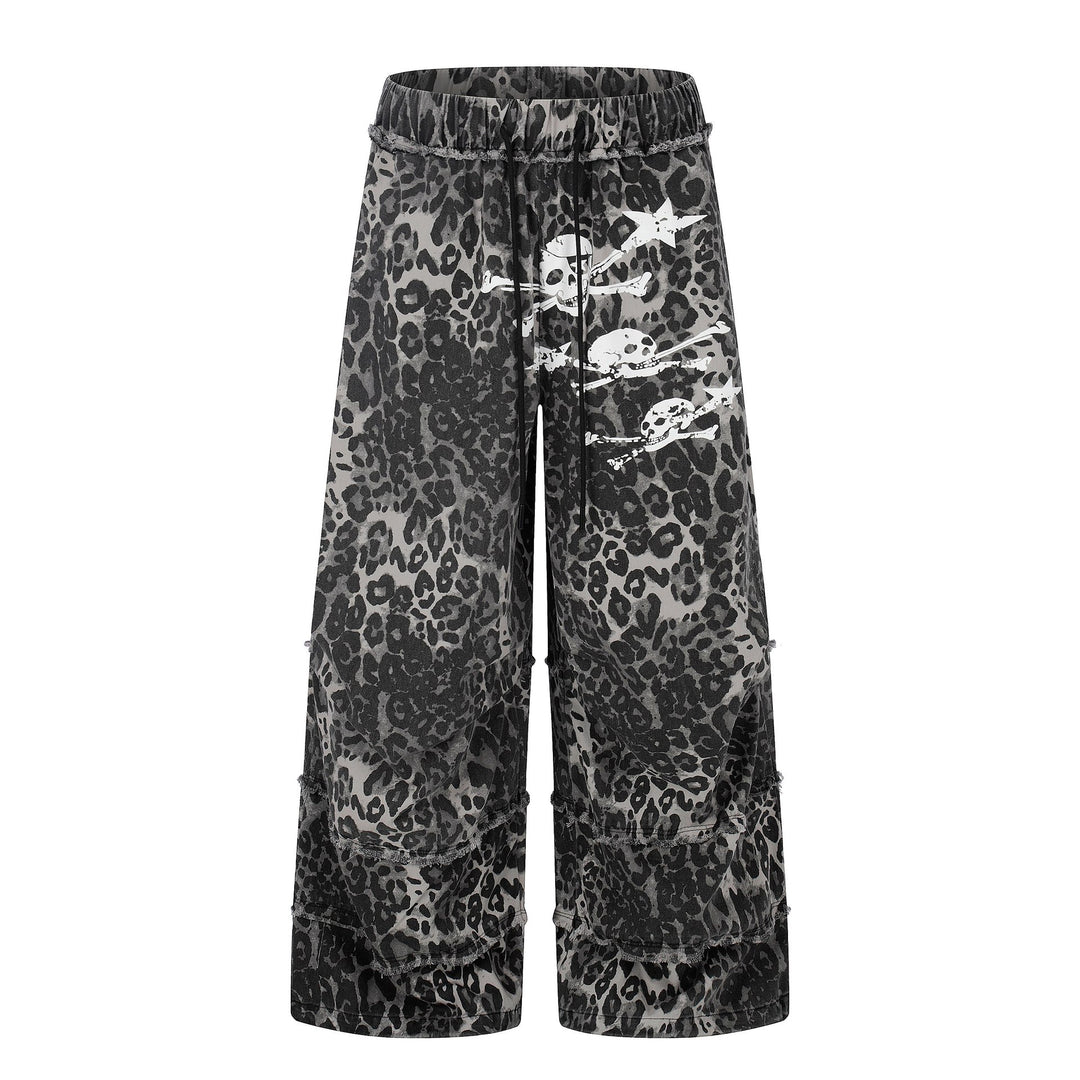 Damen Weite Cargo-Culotte-Shorts mit Fransenstufen und Totenkopf-Print Drune