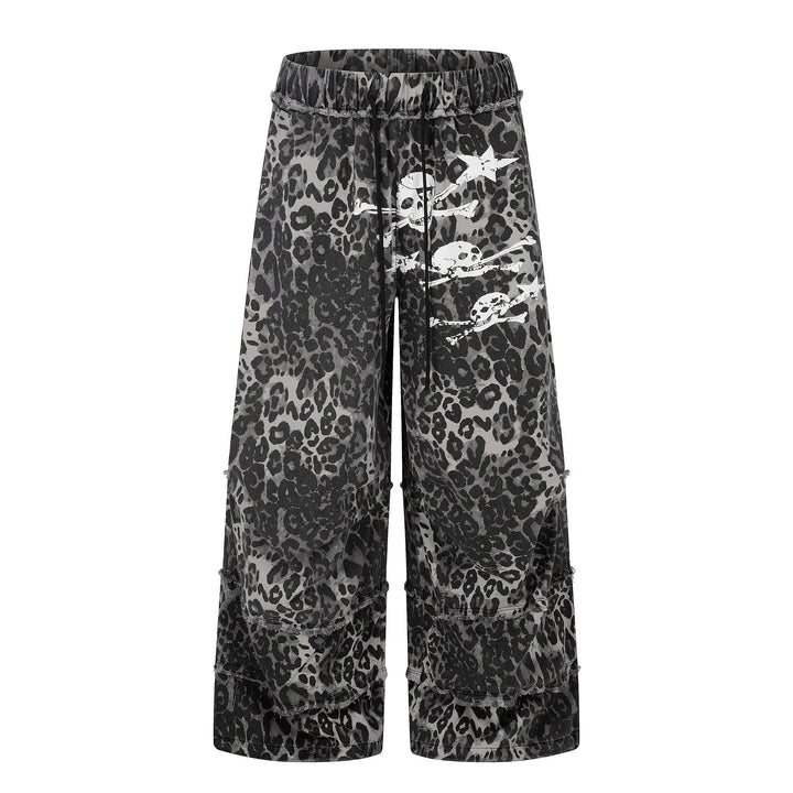 Damen Weite Cargo-Culotte-Shorts mit Fransenstufen und Totenkopf-Print Drune
