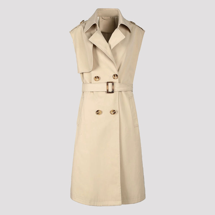 Damen Modischer Trenchcoat ohne Ärmel Drune